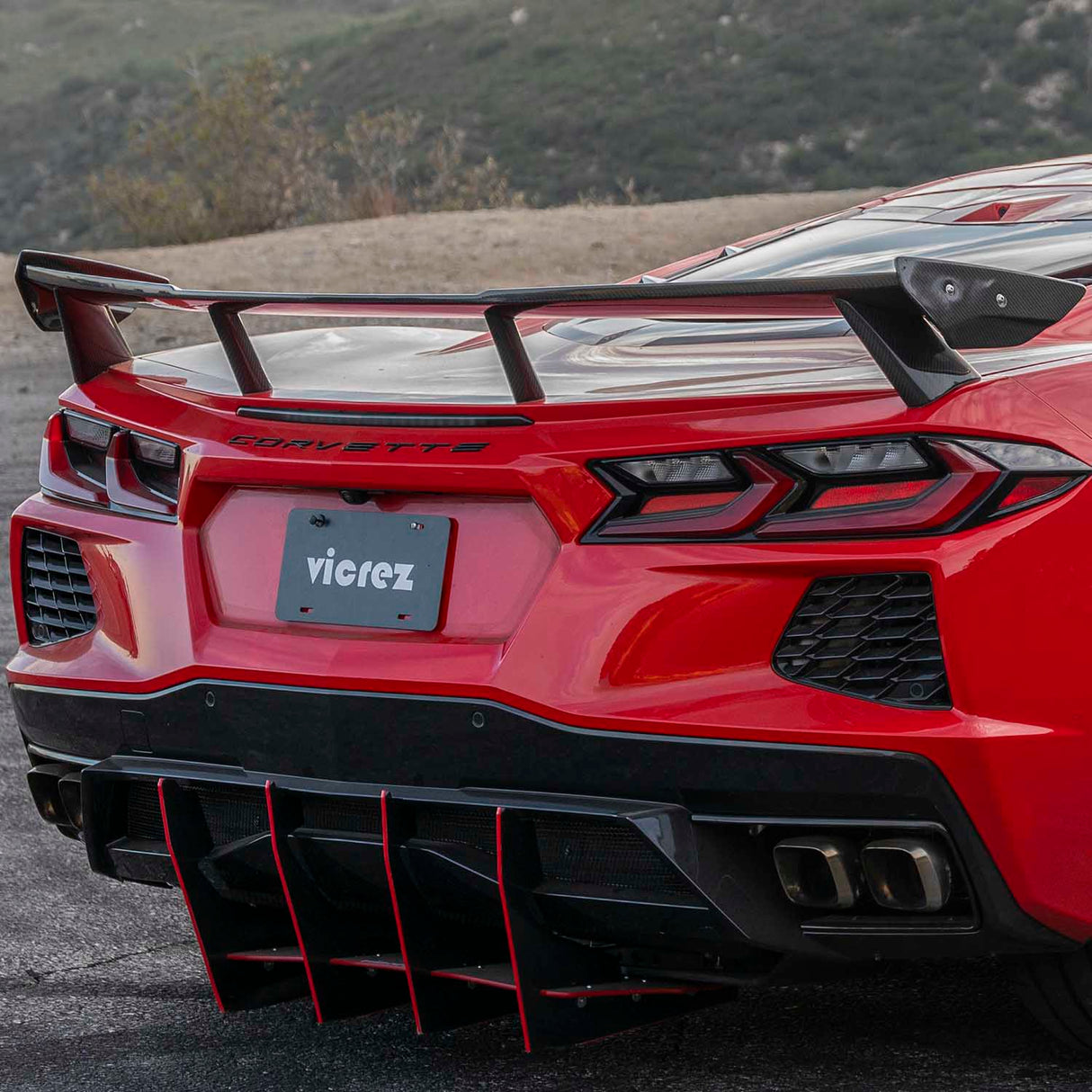 2020-2026 Chevrolet Corvette C8 High Wing Style Rear Spoiler - Vicrez Carbon Fiber
