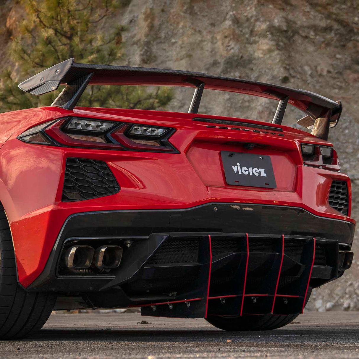 2020-2026 Chevrolet Corvette C8 High Wing Style Rear Spoiler - Vicrez Carbon Fiber