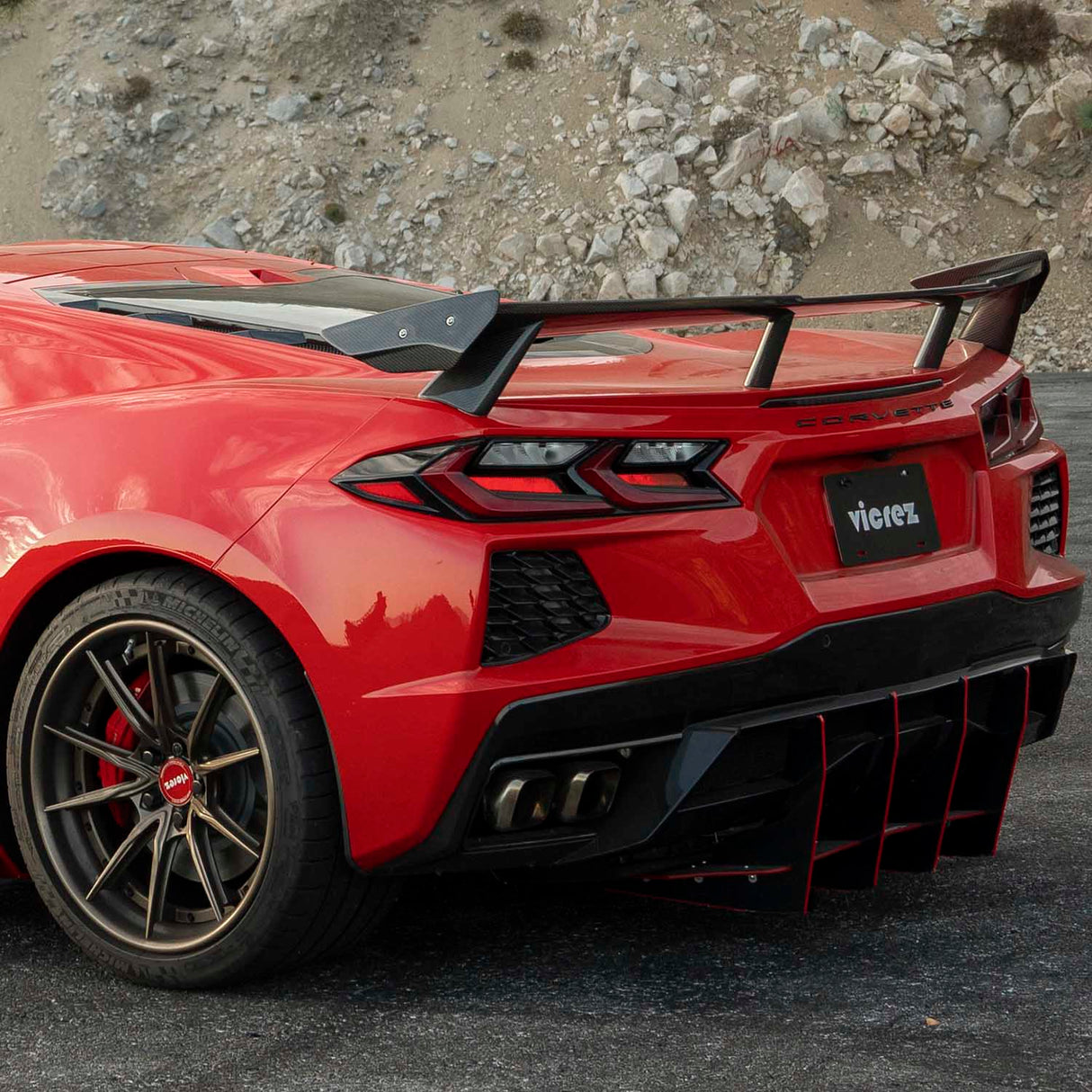 2020-2026 Chevrolet Corvette C8 High Wing Style Rear Spoiler - Vicrez Carbon Fiber