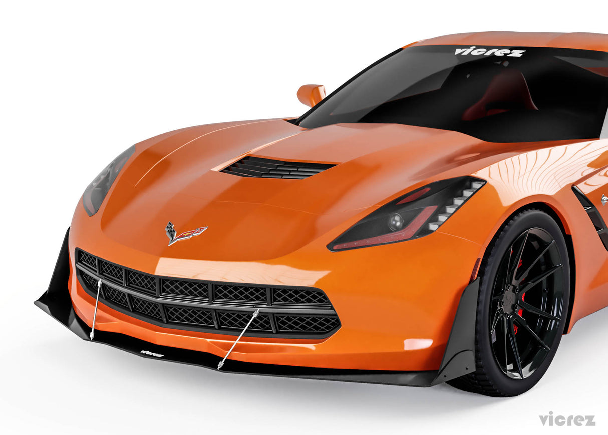 2014-2019 Chevrolet Corvette C7 VZR1 Style Front Bumper Splitter - Vicrez
