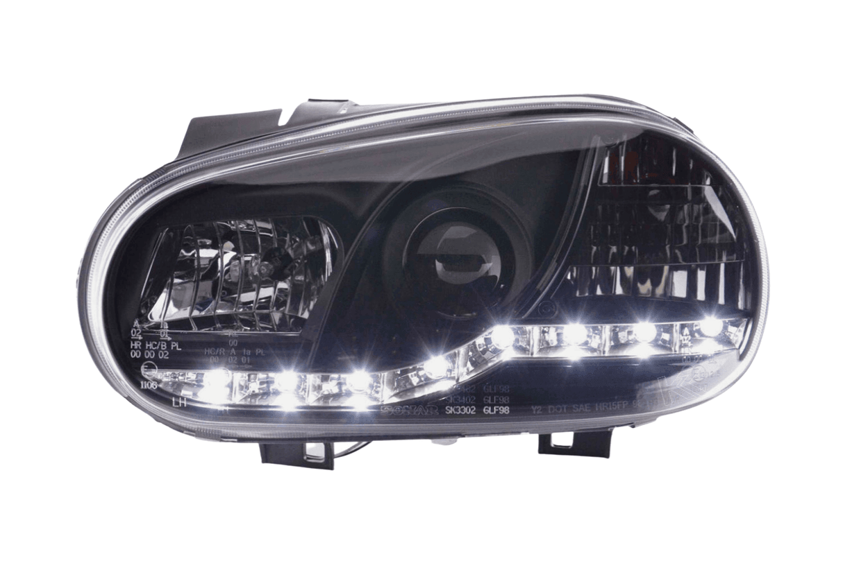 Volkswagen Golf 4 Black LED Headlights with Daytime Running Lights (1998 - 2003) - K2 Industries
