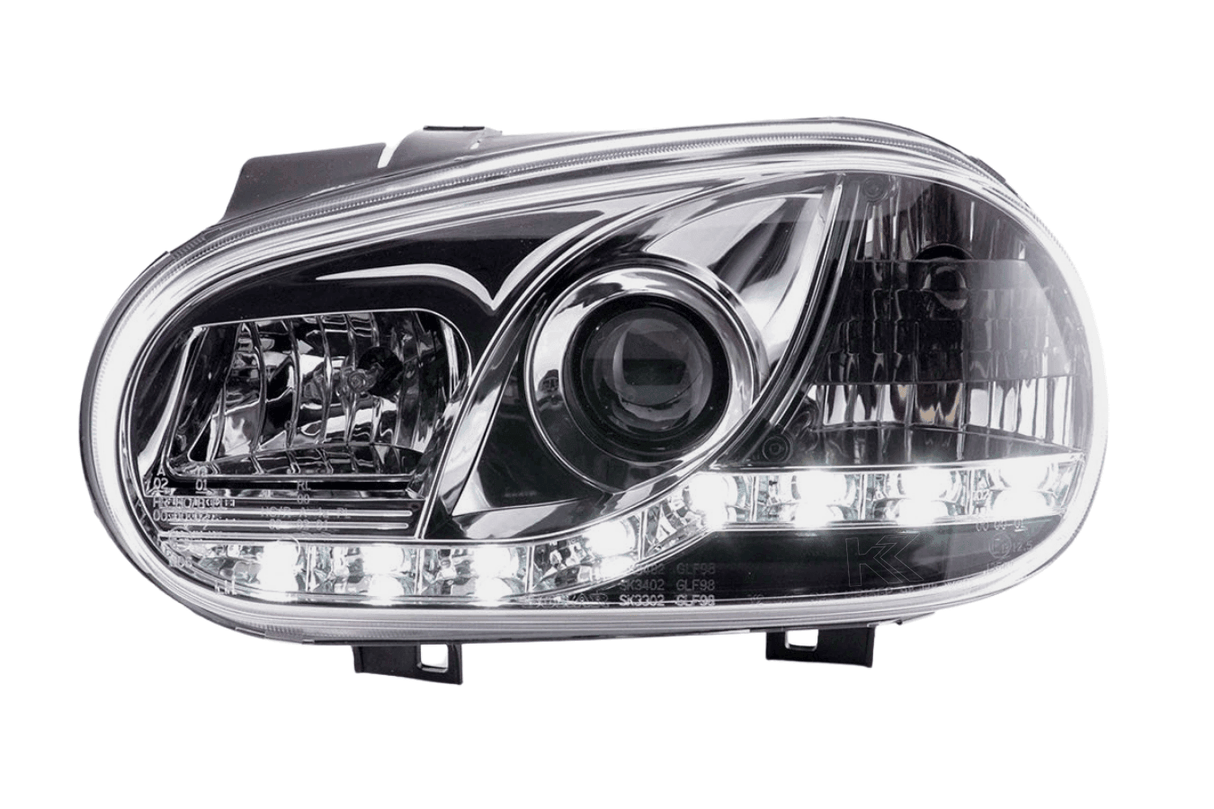 Volkswagen Golf 4 Chrome LED Headlights with Daytime Running Lights (1997 - 2003) - K2 Industries