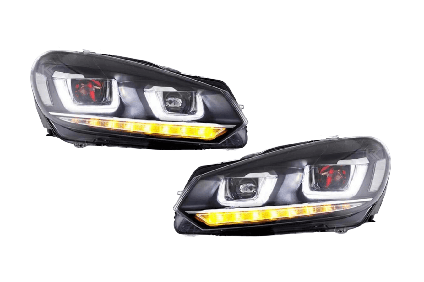 Volkswagen Golf 6 MK6 Black Demon Eyes Projector Headlight (2008 - 2014) - K2 Industries