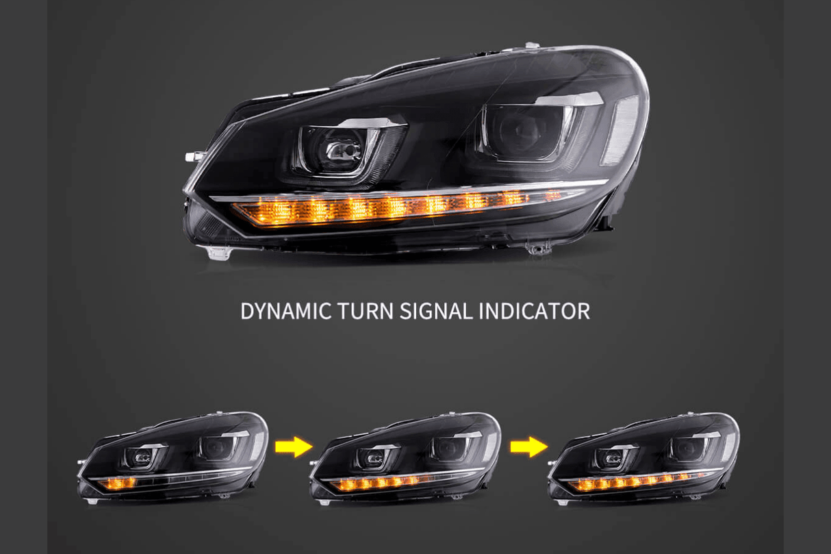 Volkswagen Golf 6 MK6 Black Demon Eyes Projector Headlight (2008 - 2014) - K2 Industries