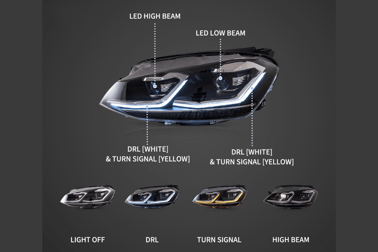 Volkswagen Golf MK7 - OEM Style Facelift Style - Projector Headlight (2012 - 2017) - K2 Industries