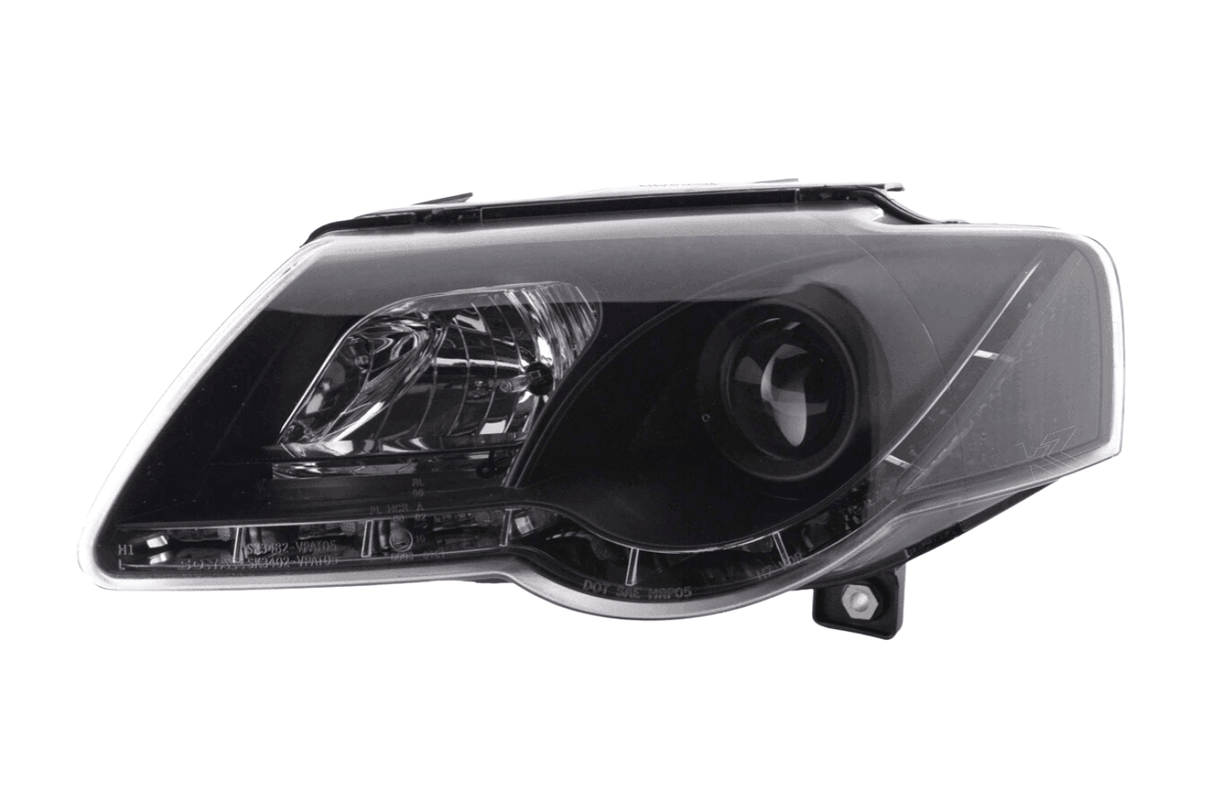 Volkswagen Passat (B6 / 3C) Black LED Headlights with Daytime Running Lights (2005 - 2010) - K2 Industries
