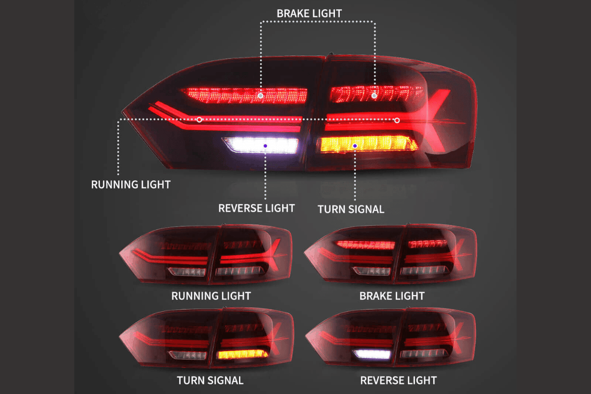 VW Jetta/Sagitar 6th Gen (A6) LED Tail Lights 2011-2014 - K2 Industries