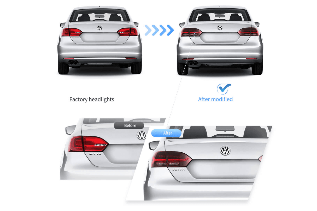VW Jetta/Sagitar 6th Gen (A6) LED Tail Lights 2011-2014 - K2 Industries