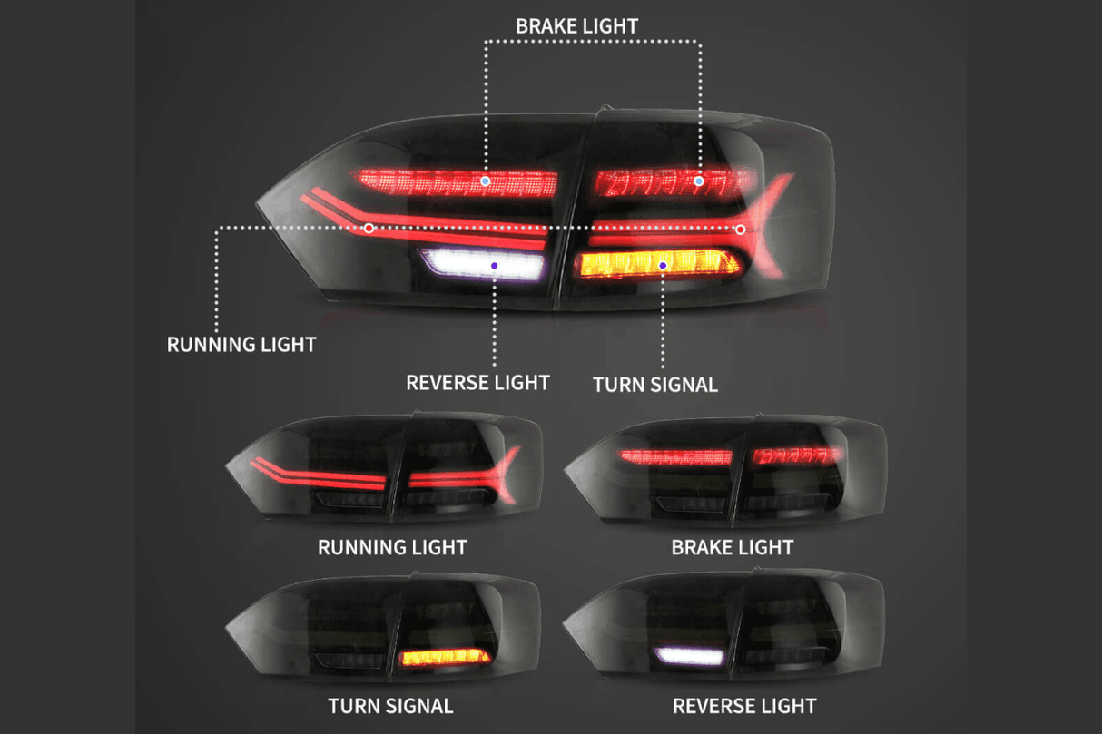 VW Jetta/Sagitar 6th Gen (A6) LED Tail Lights 2011-2014 - K2 Industries