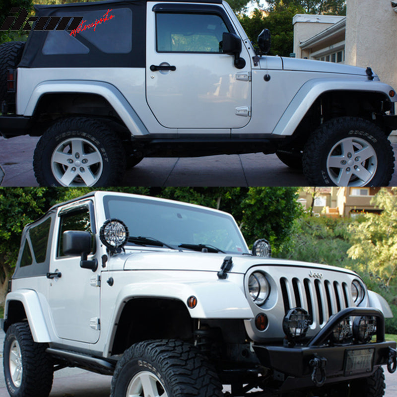 2007-2018 Jeep Wrangler Slim Style Smoke Tinted Visor Windows Acrylic