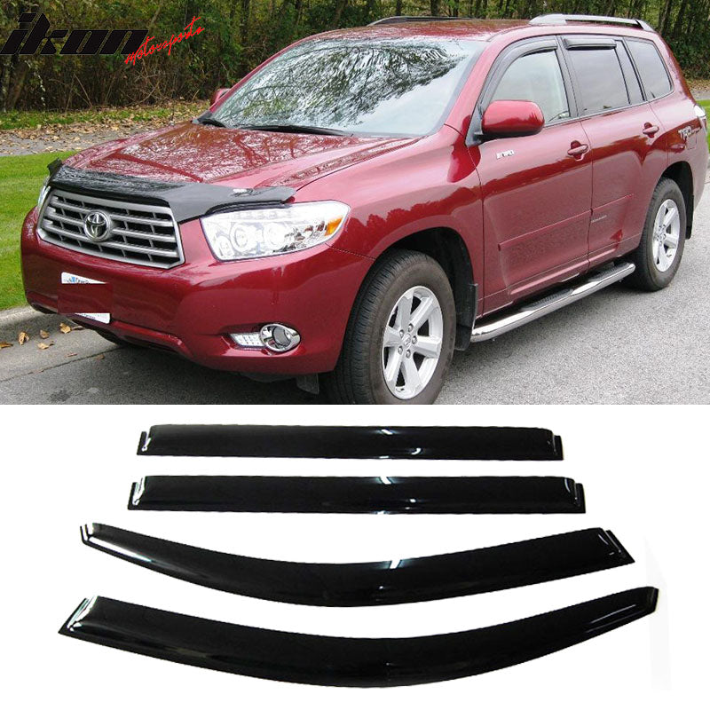 2008-2013 Toyota Highlander Acrylic 4PC Window Visors Tape On Guard