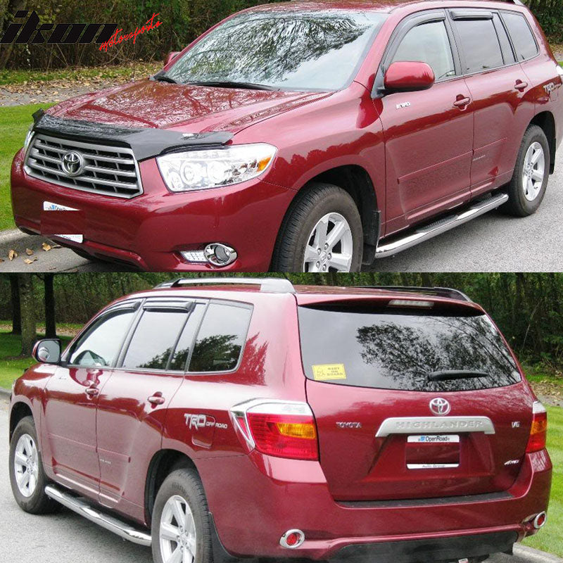 2008-2013 Toyota Highlander Acrylic 4PC Window Visors Tape On Guard