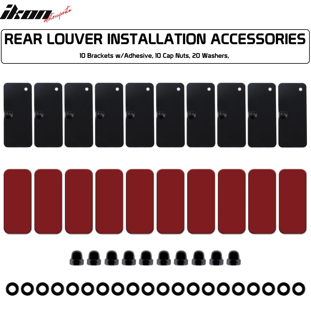 2015-2023 Ford Mustang IKON Black Rear Window Louver Cover ABS