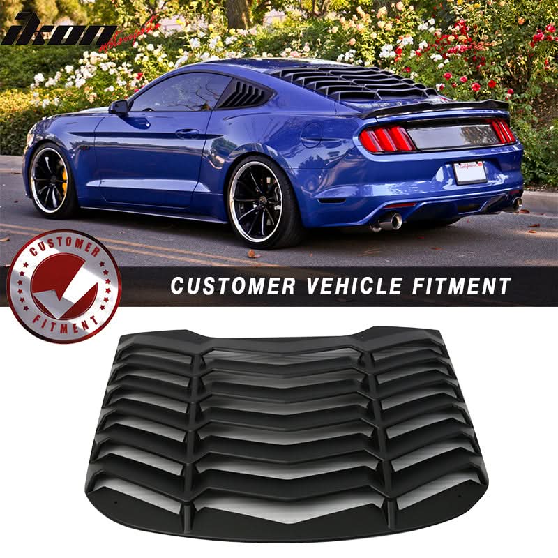 2015-2023Â Ford Mustang IKON Black Rear Window Louver Cover ABS