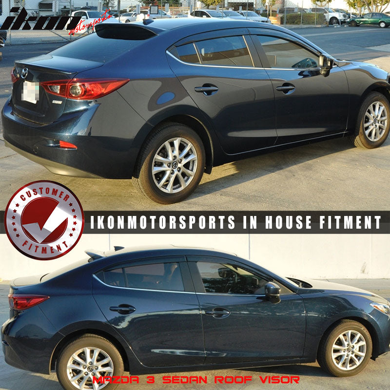 2014-2016 Mazda 3 4Dr Smoke Rear Window Roof Spoiler Wing Acrylic