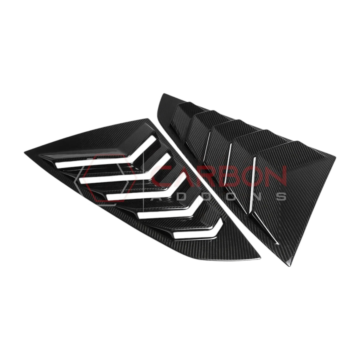 Real Carbon Fiber Rear Quarter Window Louvers for 2024+ Ford Mustang