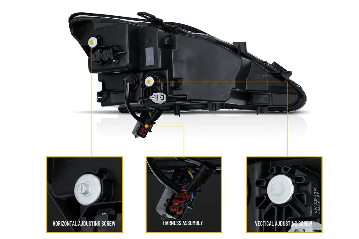 Lexus IS250/IS250C/IS350/IS220d & ISF(XE20) Smoked Matrix Projector Headlights (2006-2014) - K2 Industries