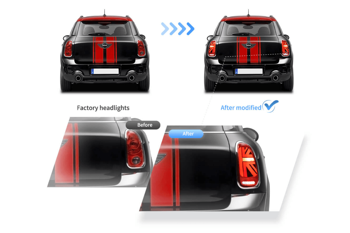 Mini Cooper Countryman R60 - Red and Smoked - LED Tail Lights Upgrade (2010-2016) - K2 Industries