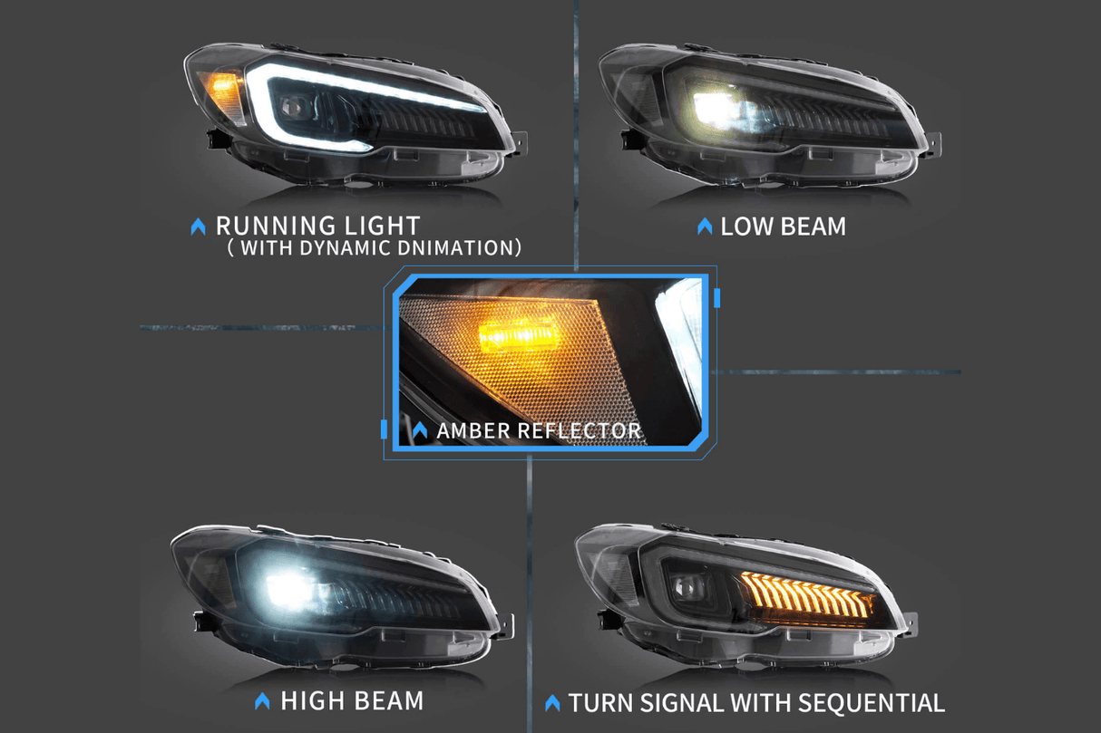 Subaru WRX & WRX STI 1st Gen (VA) Black LED Matrix Projector Headlights (2015-2021) - K2 Industries
