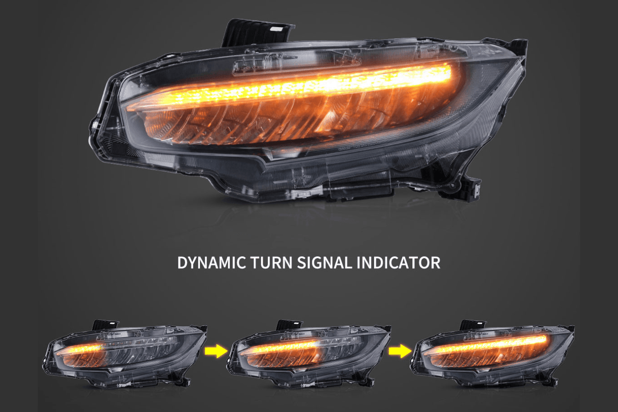 Honda Civic 10th Gen (FC/FK) Chrome LED Reflection Bowl Headlights (2016-2021) - K2 Industries