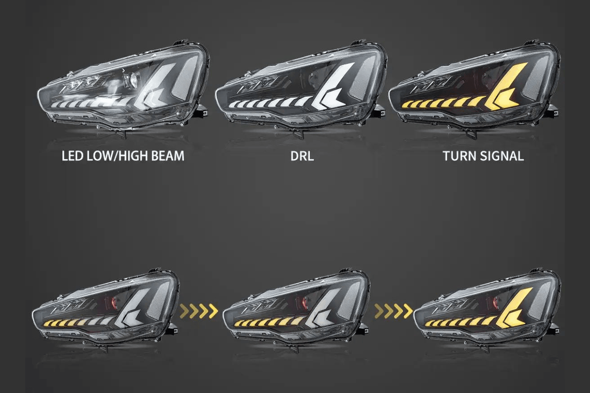 Mitsubishi Lancer Evo X Demon Eyes Dual Beam Projector Headlights (2008-2020) - K2 Industries