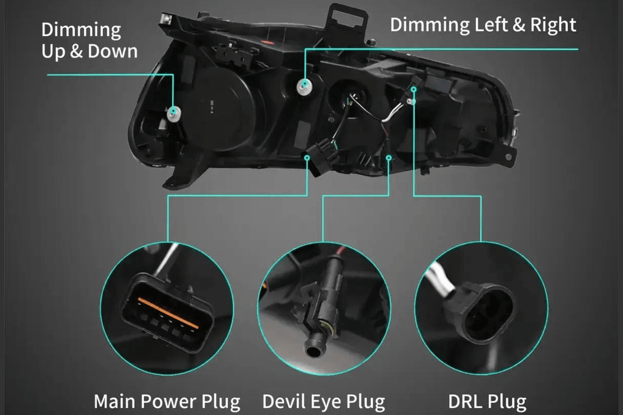 Mitsubishi Lancer Evo X Demon Eyes Dual Beam Projector Headlights (2008-2020) - K2 Industries