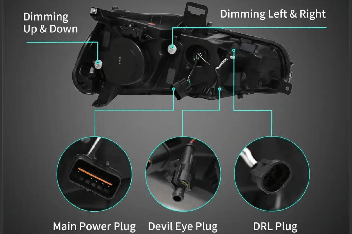 Mitsubishi Lancer Evo X Demon Eyes Dual Beam Projector Headlights (2008-2020) - K2 Industries