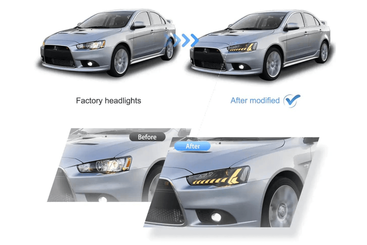 Mitsubishi Lancer Evo X Demon Eyes Dual Beam Projector Headlights (2008-2020) - K2 Industries