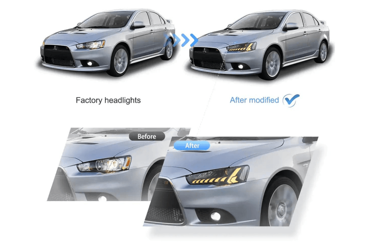 Mitsubishi Lancer Evo X Demon Eyes Dual Beam Projector Headlights (2008-2020) - K2 Industries