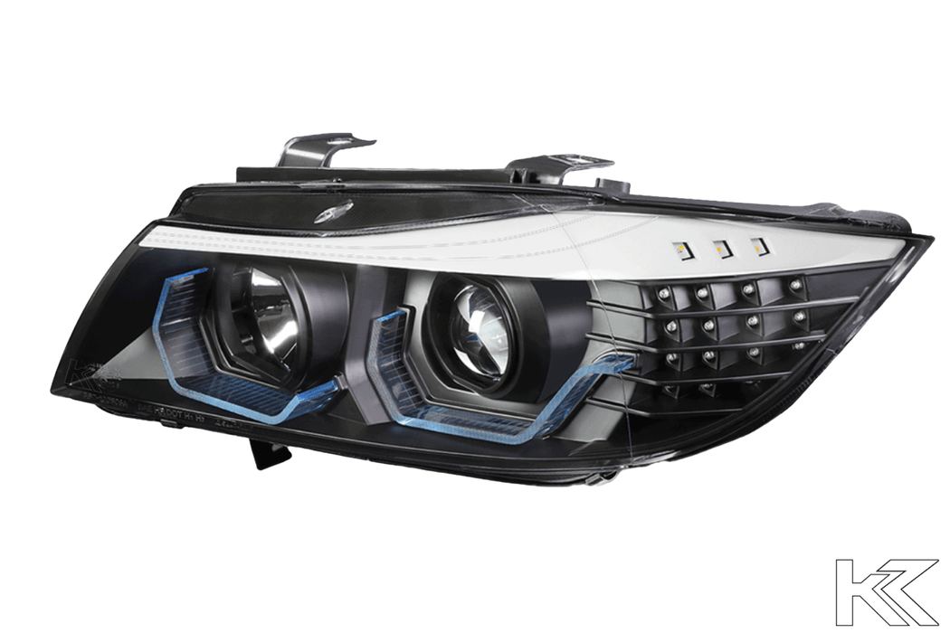 BMW 3-Series E90 Black 3D LED Halo Headlights -V2 - K2 Industries