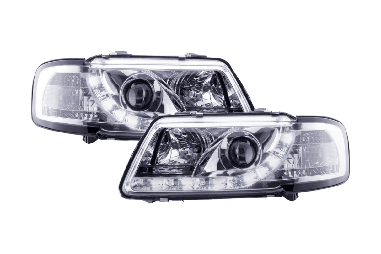 Audi A3 (8L) Chrome LED Headlights with Daytime Running Lights  (1996-2000) - K2 Industries