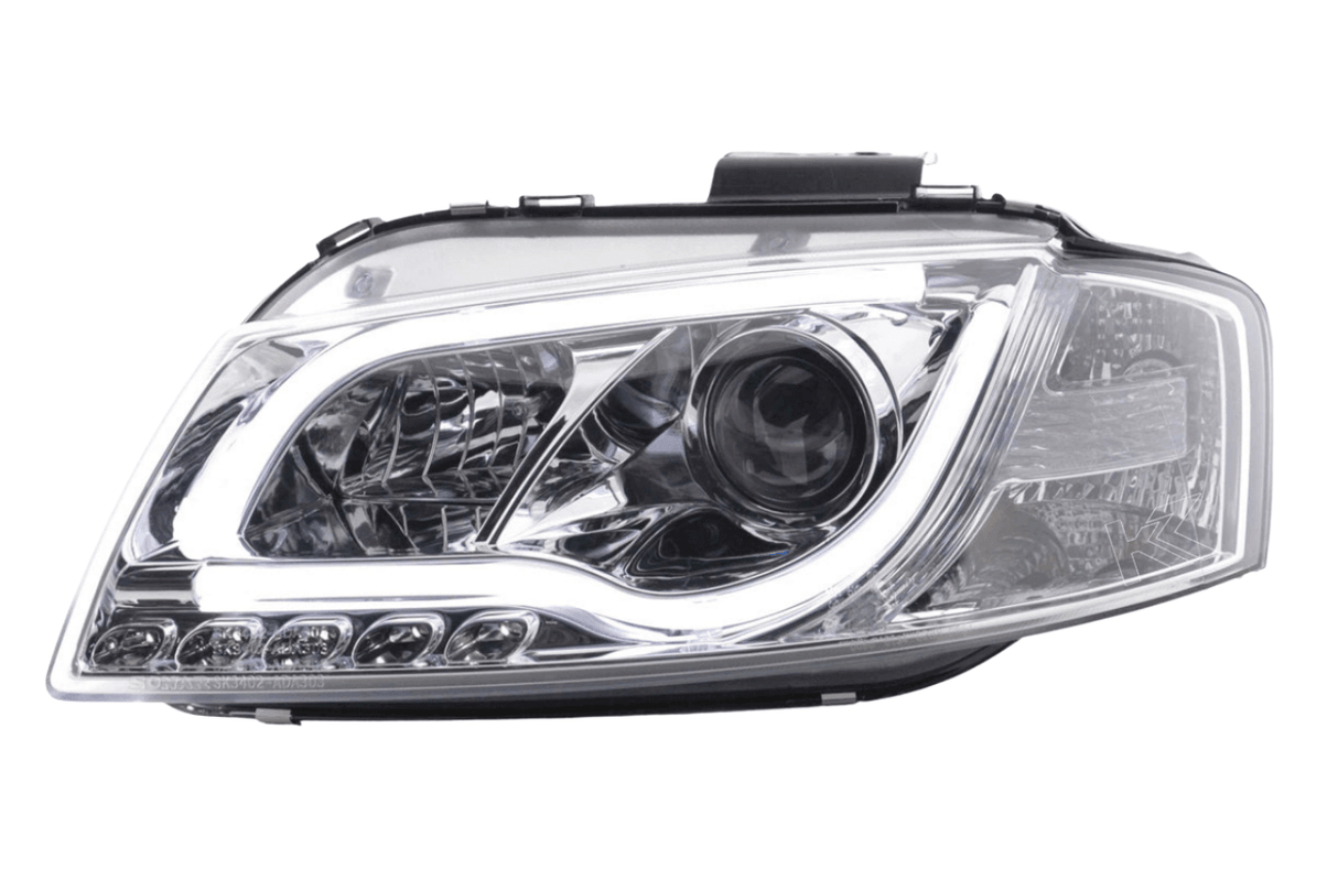 Audi A3 (8P 8PA) Chrome LED Headlights with Daytime Running Lights (2003-2008) - K2 Industries