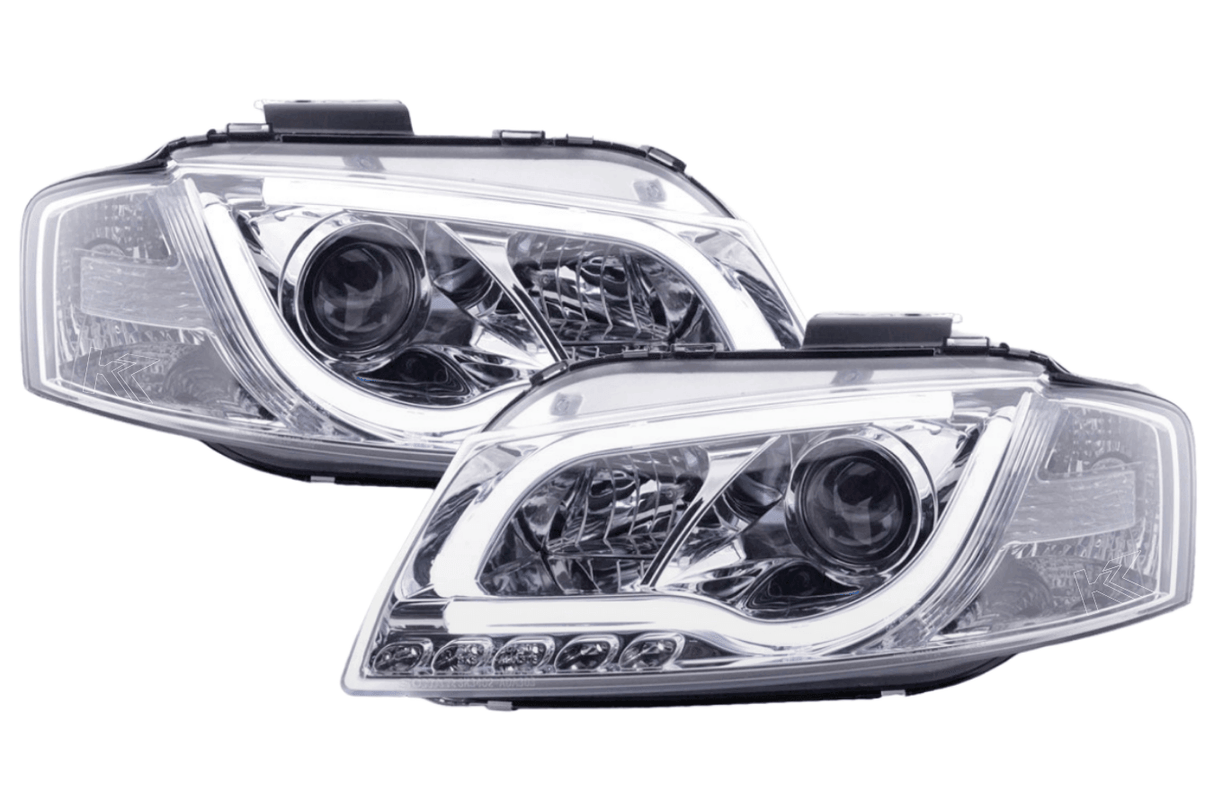 Audi A3 (8P 8PA) Chrome LED Headlights with Daytime Running Lights (2003-2008) - K2 Industries