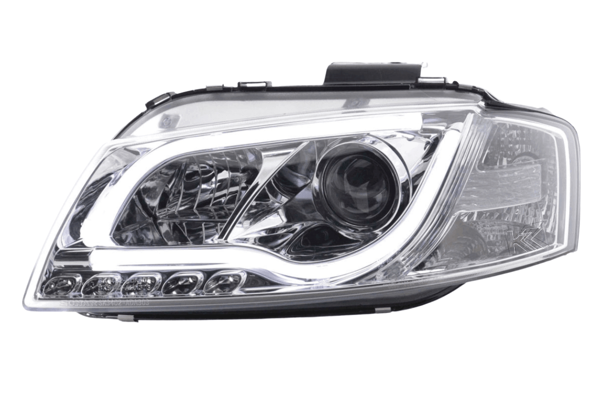 Audi A3 (8P 8PA) Chrome LED Headlights with Daytime Running Lights (2008-2012) - K2 Industries