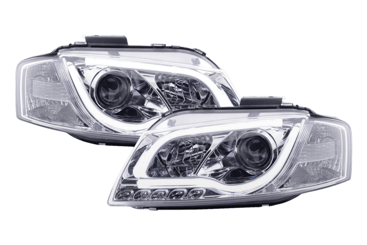 Audi A3 (8P 8PA) Chrome LED Headlights with Daytime Running Lights (2008-2012) - K2 Industries