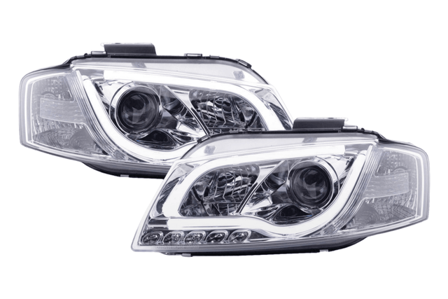 Audi A3 (8P 8PA) Chrome LED Headlights with Daytime Running Lights (2008-2012) - K2 Industries