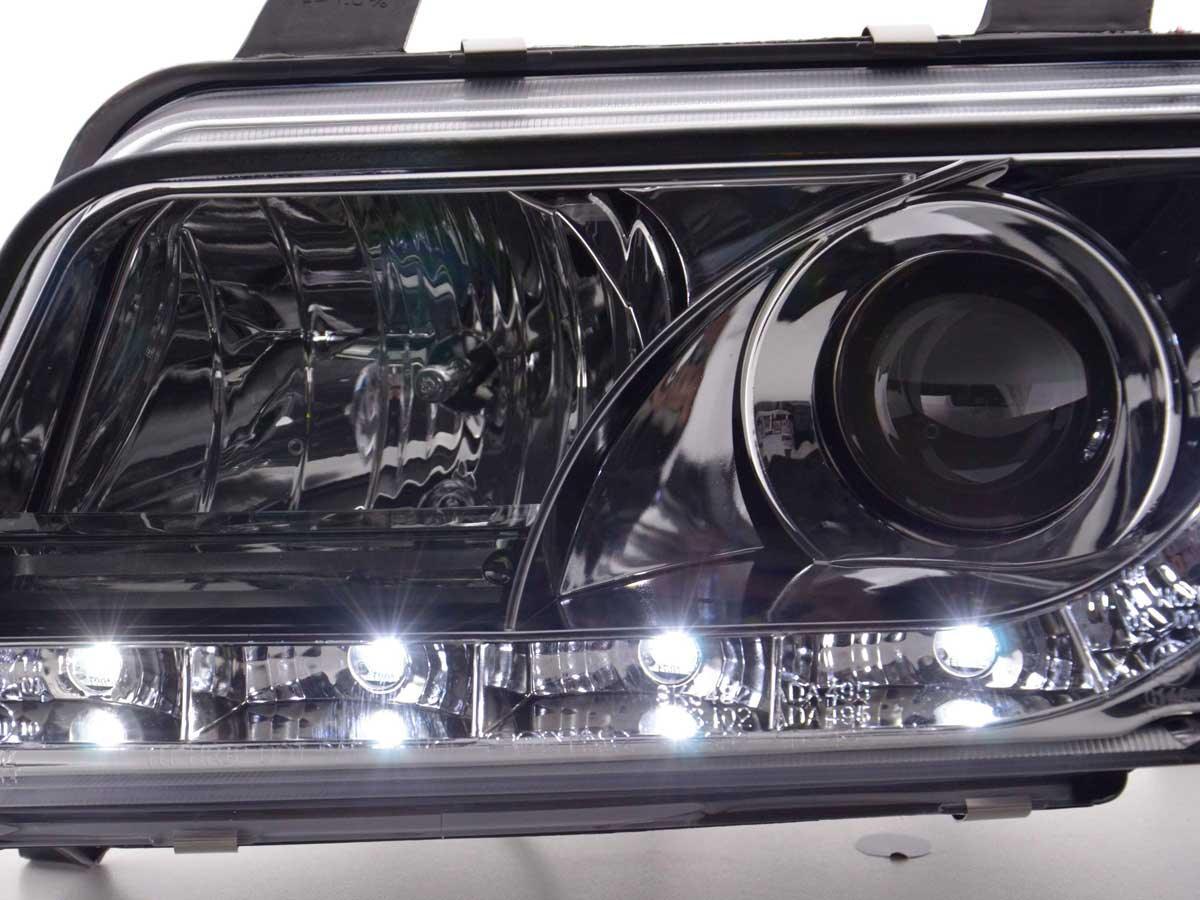 Audi A4 (B5 8D) Chrome LED Headlights with Daytime Running Lights (1995-1999) - K2 Industries