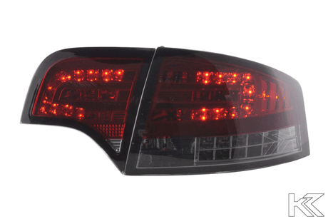 Audi A4 (B7/8E) Sedan Red Smoke LED Taillights Set w/ LED Indicators (2004-2007) - K2 Industries