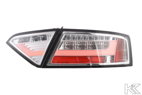 Audi A5 (B8 - 8T) Coupe Chrome Clear LED Bar Taillights (2007-2011)- For Halogen Models - K2 Industries