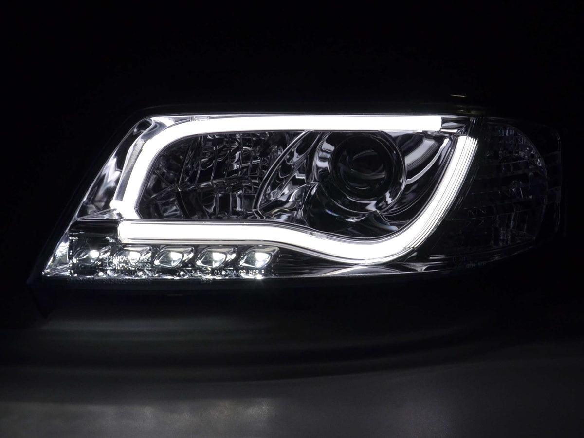 Audi A6 (C5 4B) Chrome LED Headlights with Daytime Running Lights (1997-2001) - With R87 approval - K2 Industries