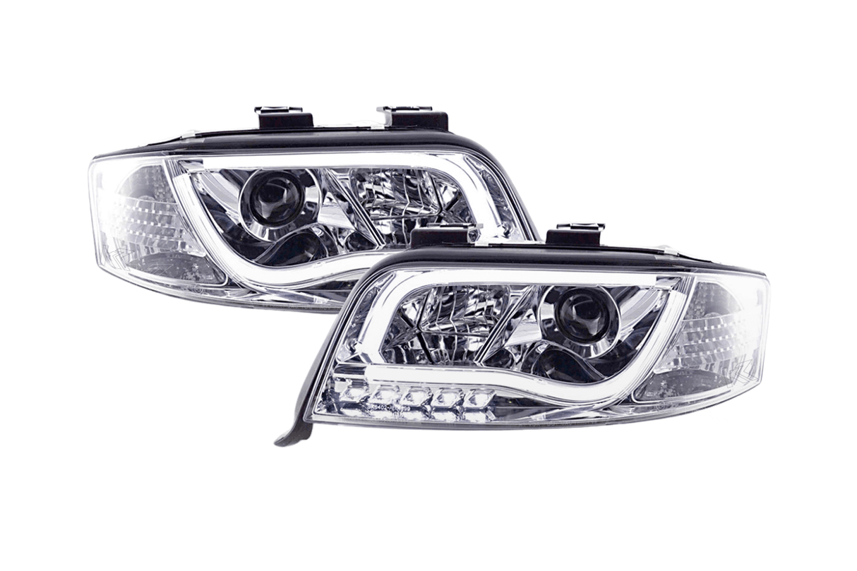 Audi A6 (C5 4B) Chrome LED Headlights with Daytime Running Lights (2001-2004) - With R87 approval - K2 Industries