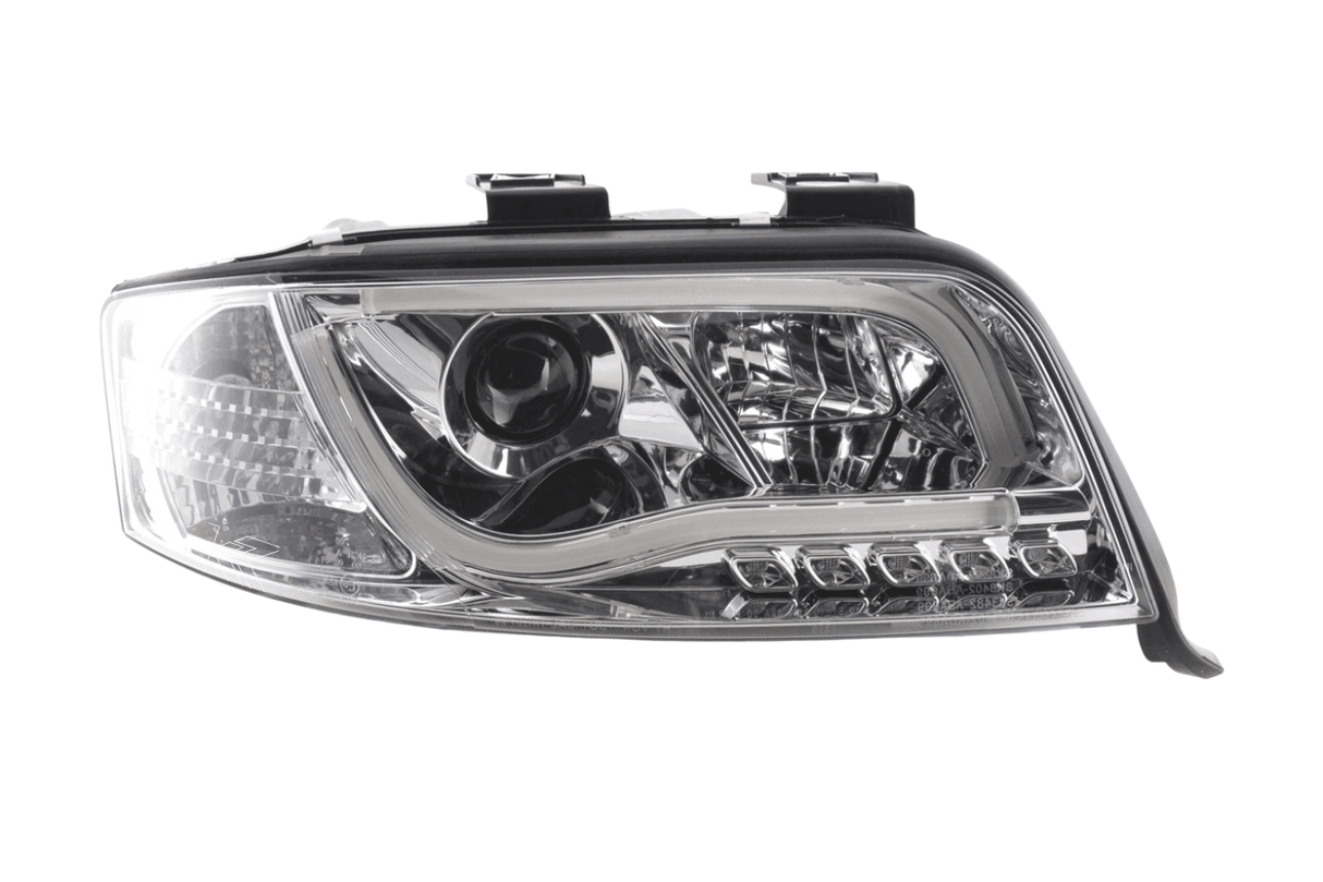 Audi A6 (C5 4B) Chrome LED Headlights with Daytime Running Lights (2001-2004) - With R87 approval - K2 Industries
