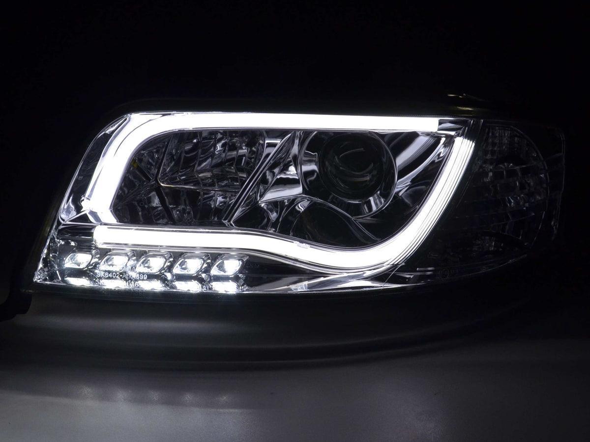 Audi A6 (C5 4B) Chrome LED Headlights with Daytime Running Lights (2001-2004) - With R87 approval - K2 Industries