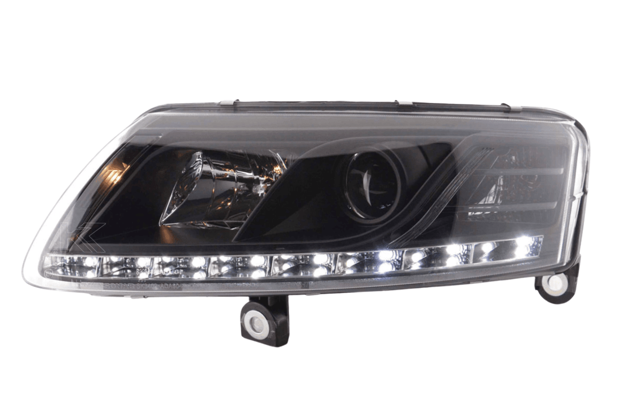 Audi A6 (C6 4F) Black Xenon LED Headlights with Daytime Running Lights (2004-2008) - K2 Industries