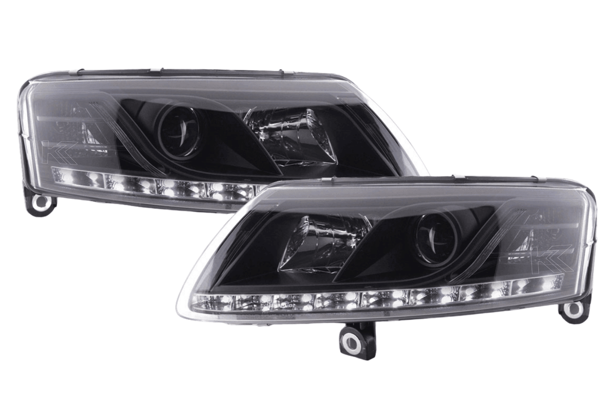Audi A6 (C6 4F) Black Xenon LED Headlights with Daytime Running Lights (2004-2008) - K2 Industries