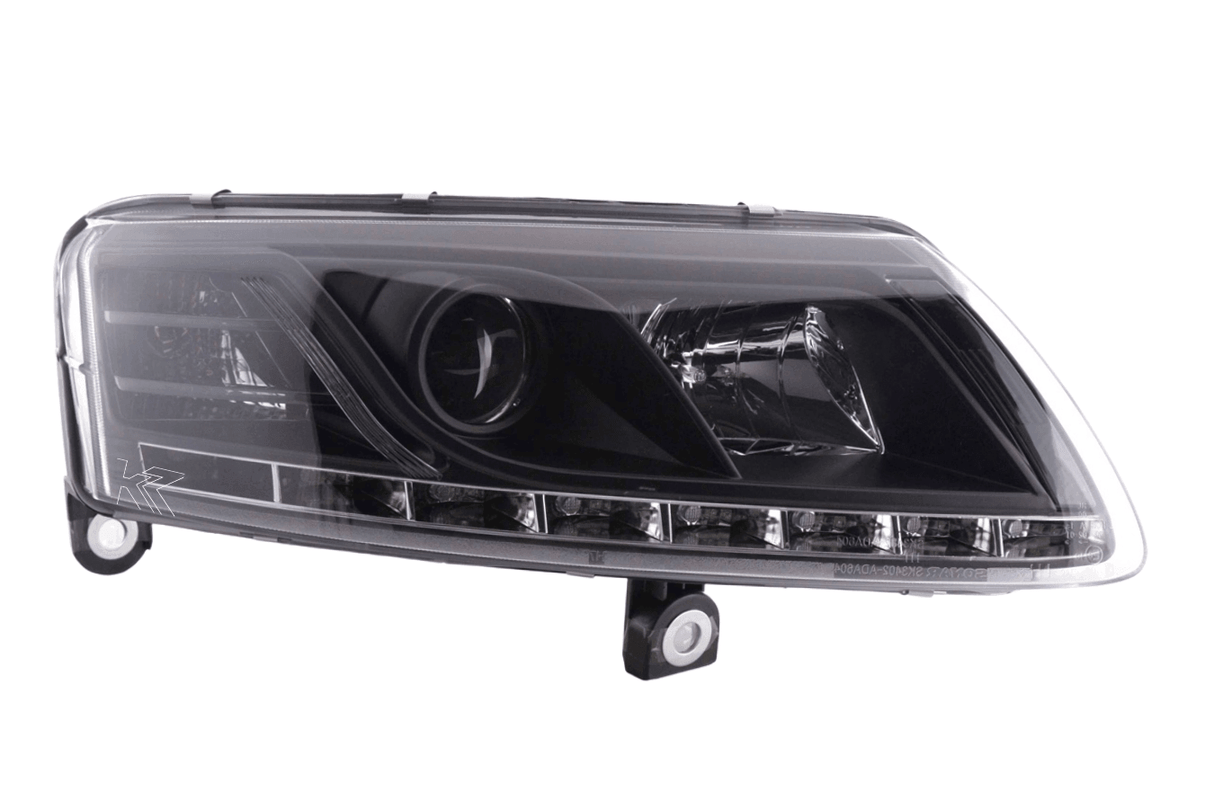 Audi A6 (C6 4F) Black Xenon LED Headlights with Daytime Running Lights (2004-2008) - K2 Industries