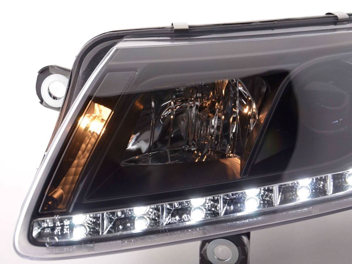 Audi A6 (C6 4F) Black Xenon LED Headlights with Daytime Running Lights (2004-2008) - K2 Industries