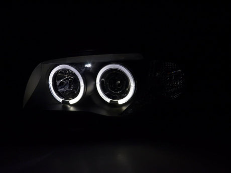 BMW 1-series E81 E82 E87 E88 Black Angel Eyes Headlight Set (2004-2011) - K2 Industries