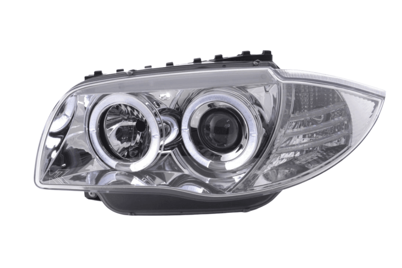 BMW 1-series E81 E82 E87 E88 Chrome Angel Eyes Headlight Set (2004 to 2011) - K2 Industries