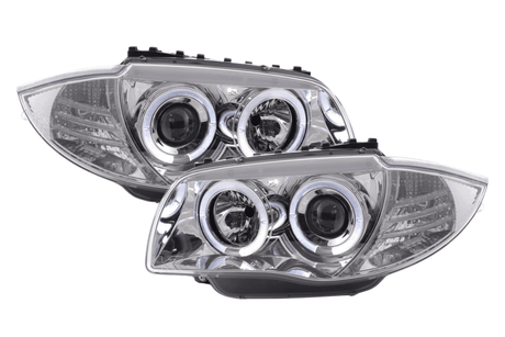 BMW 1-series E81 E82 E87 E88 Chrome Angel Eyes Headlight Set (2004 to 2011) - K2 Industries